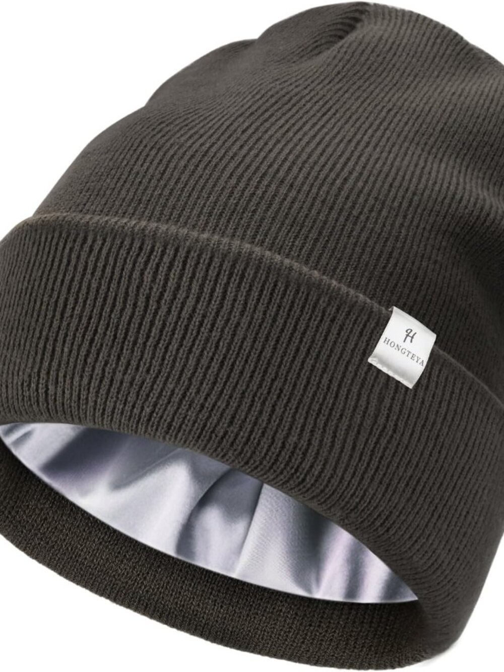 Womens Satin Lined Knit Beanie Hat